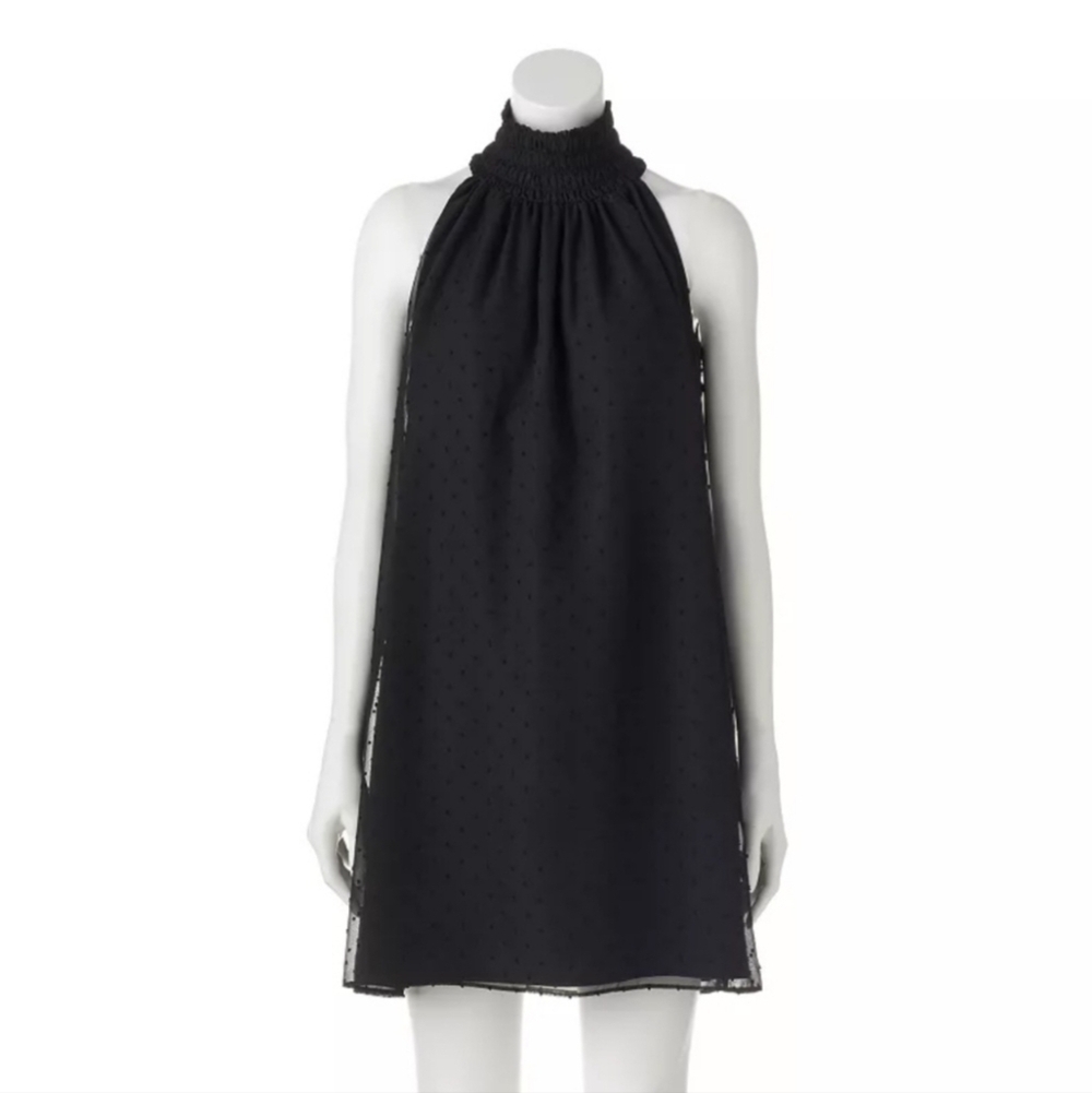 ELLE Swiss Dot Halter Dress Size XS Sleeveless Shift